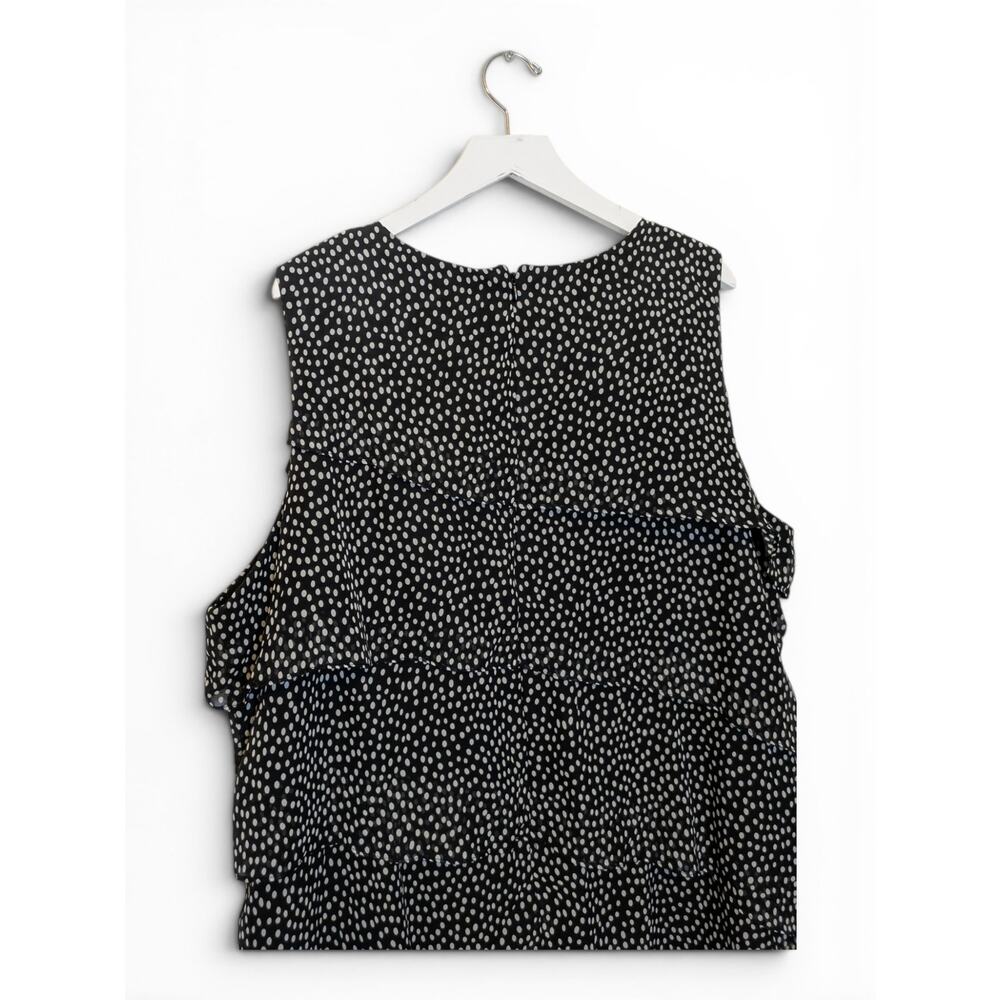 J. HOWARD Dress Tiered White Polka Dots on Black Sleeveless Chiffon - Size 24W - Picture 5 of 9
